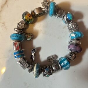 Pandora sterling bracelet over 22 charms